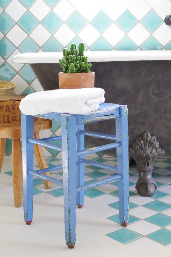 Vintage Painter S Tabouret Old French Stool Studded Etsy