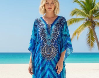 Palm Beach Maxi Kaftan, Crystal Embellished Long Beach Dress, Glamorous  Resort Wear, Cruise Cover-up - Etsy