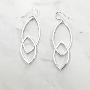 Argentium Silver Marquise Drop Earrings – Geometric Dangle Statement Jewelry