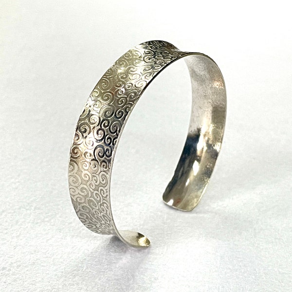 Artisan Handcrafted Sterling Silver Anticlastic Swirl Slim Cuff