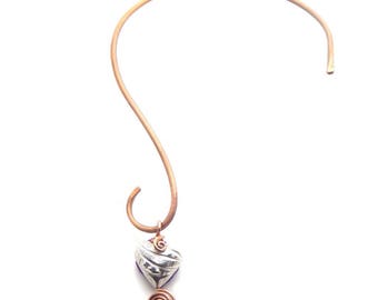 Artisan-Made Abstract Copper S Necklace, Handmade in USA, Confidence-Boosting Jewelry, Designed for Charm Additions