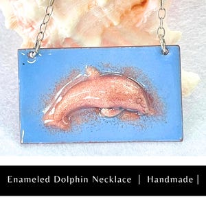 Dolphin Necklace, Enameled, Artisan Handcrafted, Beach Lovers Gift, Gift for Her