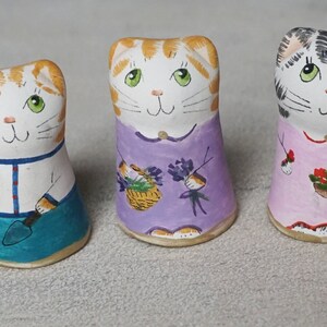 Merryfield Pottery - Gardeners Cat thimble collection