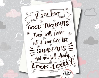 Nursery artwork Print 'If you have good thoughts...'  Roald Dahl quote for childrens bedroom Playroom wall art