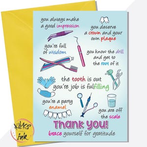Carte de remerciement pour dentiste, jeux de mots drôles, accrochez-vous, sagesse, médecin, chirurgien, étudiant, assistant, infirmière dentaire, hygiéniste, prothèse dentaire