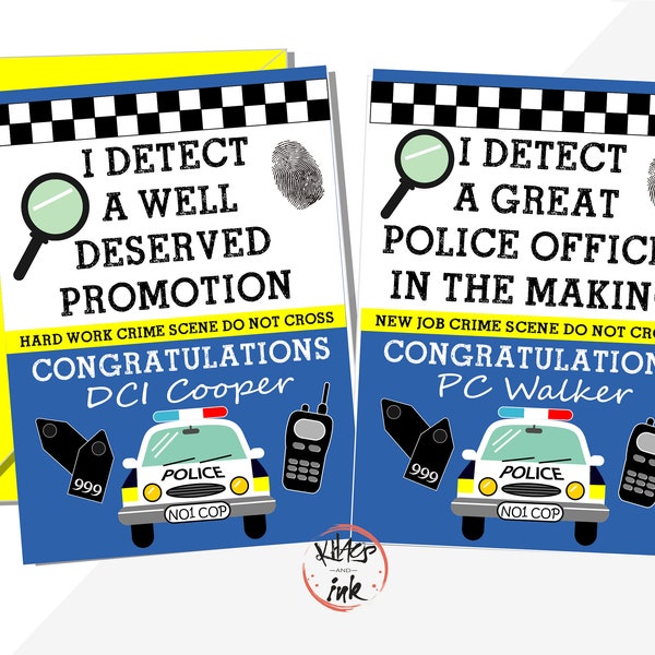 Personalised Police officer new job card, police promotion congratulations card, passing out, Detective Inspector Constable -add message