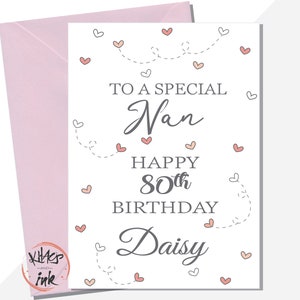 Tarjeta de cumpleaños personalizada Nan, abuela, abuela, abuela, abuela de cualquier edad 40, 50, 60, 70, 80, 90, 100