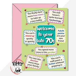 Bienvenue dans votre grande carte d'anniversaire A5 fin des années 70, 77e, 78e, 79e, vieillir, années 70, sarcasme, humour, peut ajouter un message