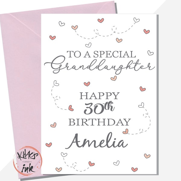 Personalised birthday card special Granddaughter any age add name 10th 11th 12th 13th 14th 15th 16th 17th 18th 21st 25th 30th