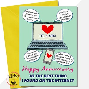 Carte d'anniversaire de rencontre personnalisée sur Internet, Joyeux anniversaire à la meilleure chose que j'ai trouvée sur Internet. rencontré en ligne, j'ai lu vers la droite de l'amadou