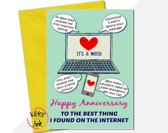 Gepersonaliseerde verjaardagskaart voor internetdating, gefeliciteerd met het beste dat ik op internet heb gevonden. online ontmoet, naar rechts geveegd via tinder