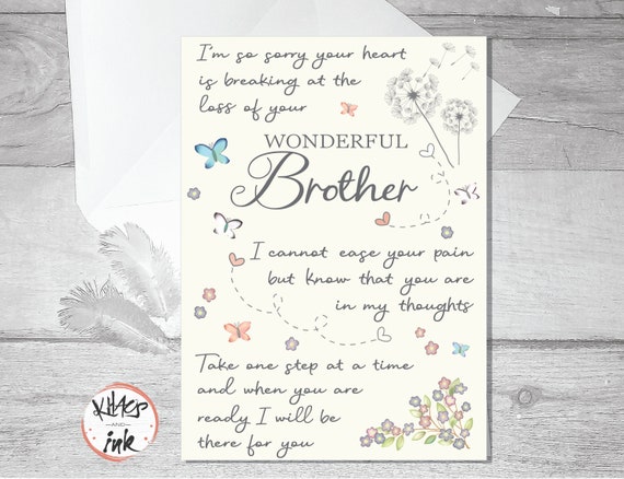 Sympathy Card Brother Bereavement, Thinking of You, Condolences