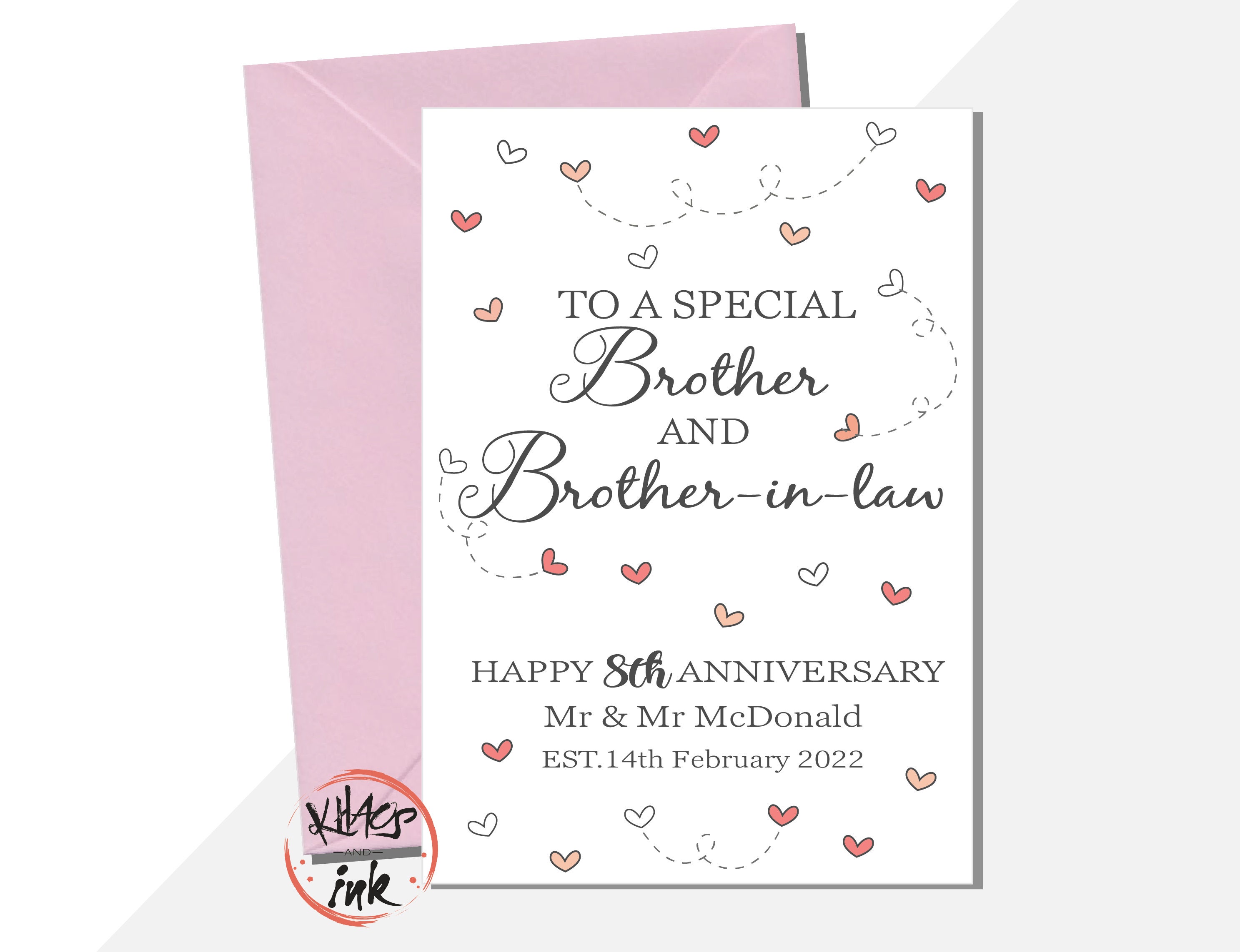 Brother and Sister-in-law Anniversary Card Personalised Happy pic