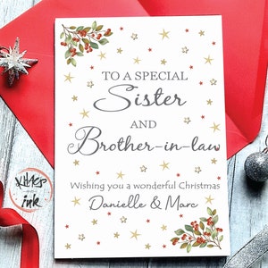 Carte de Noël personnalisée « À une sœur spéciale, passez un merveilleux Noël » avec option : petit ami petite amie beau-frère femme