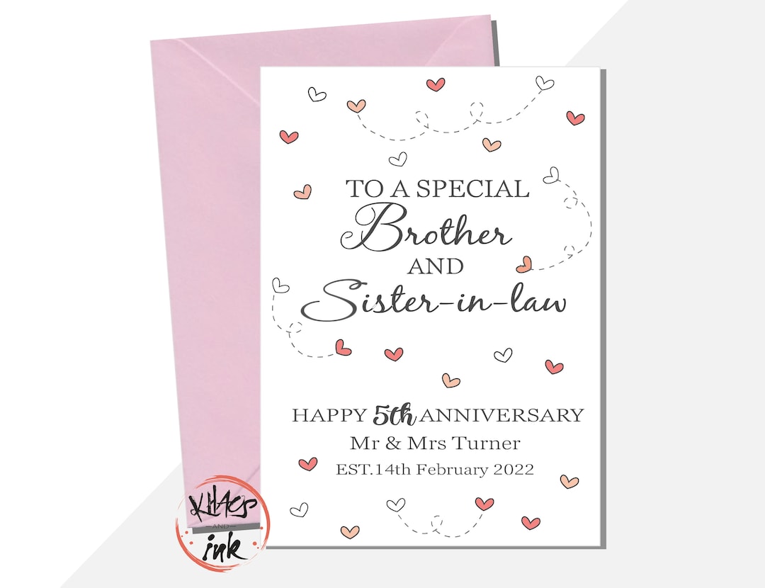 Brother and Sister-in-law Anniversary Card, Personalised Happy