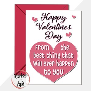 Divertida tarjeta de San Valentín 'Feliz día de San Valentín de lo mejor que te puede pasar' esposa esposo novia novio (agregar mensaje)