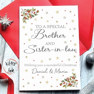 Cartão de Natal personalizado Brother 'Para um irmão especial tenha um Natal maravilhoso' com opção: namorado namorada marido esposa