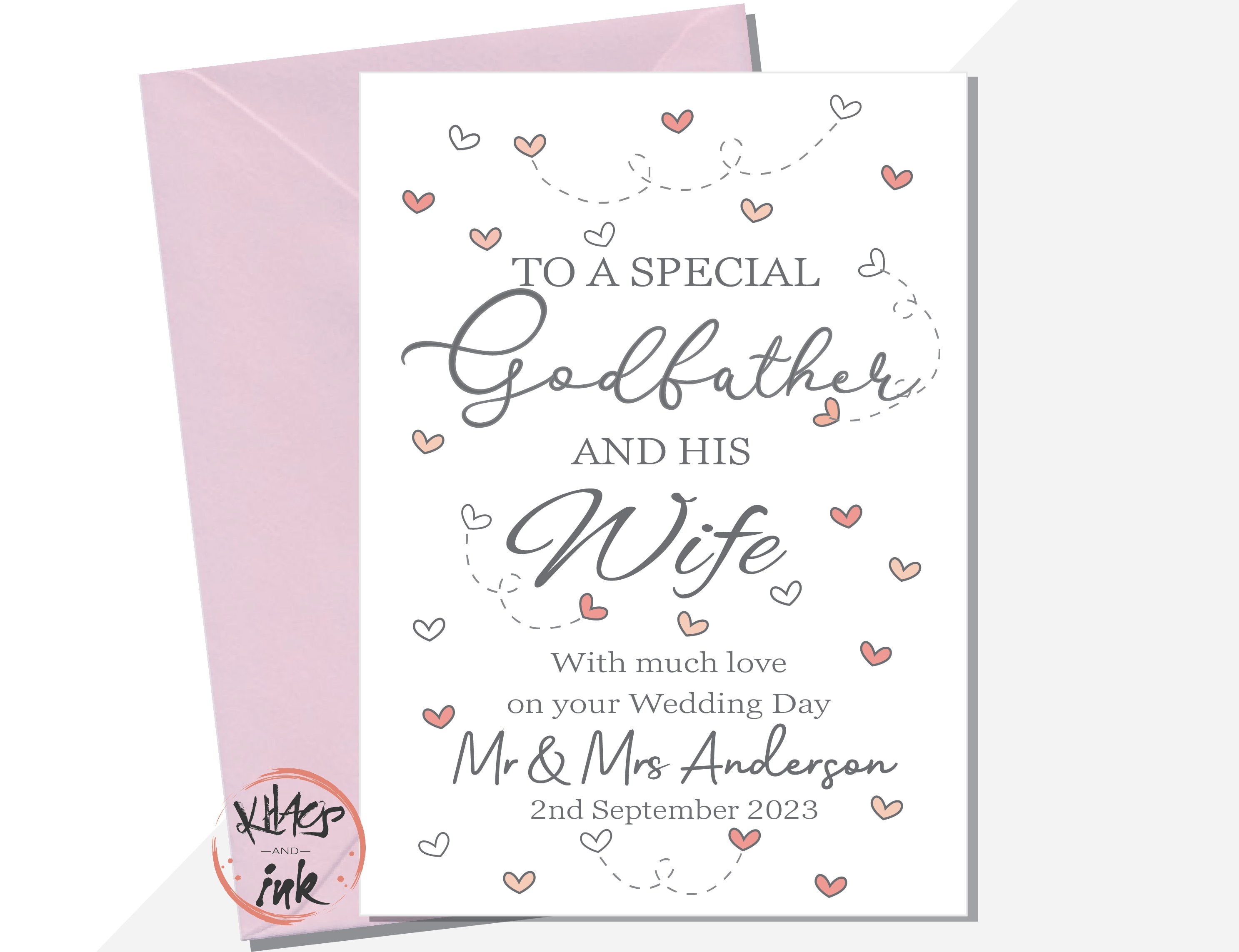 Wedding Day Card Godfather and Wife, Congratulations on Your Wedding Day to  a Special Godfather and Wife, Personalised Mr and Mrs With Date - Etsy, image size:2974x2286