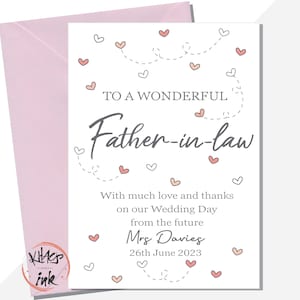 Tarjeta de agradecimiento de boda para suegros, Tarjeta del día de la boda de la novia o el novio, Tarjeta para el futuro suegro, Suegros, Suegra