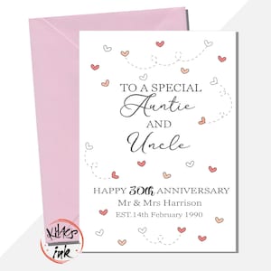 Tarjeta de aniversario de tía y tío, feliz aniversario de tía y tío, boda de tía y tío cualquier año: 1.º, 2.º, 3.º, 4.º, 5.º, 10.º, 20.º, 25.º