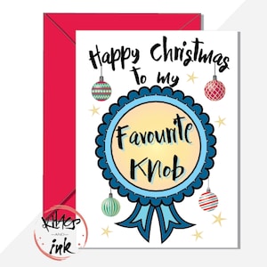 Frohe Weihnachten meinem Lieblingsknopf, lustige Freund Weihnachtskarte, unfreundlicher Ehemann Weihnachtskarte, Rosette. Award - kann Nachricht nach innen hinzufügen