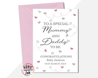 Mummy and Daddy Pregnancy congratulations card, Mummy and Daddy to be card, expecting a baby, personalised new parents congratulations card