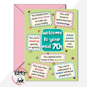 Bienvenue dans votre grande carte d'anniversaire A5, milieu des années 70, 74e, 75e, 76e, vieillir, années 70, sarcasme, humour - peut ajouter un message