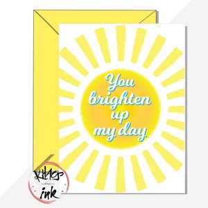 Carte de remerciement « Vous illuminez ma journée », journée ensoleillée et ensoleillée, reconnaissant de m'avoir aidé, je vous aime dans ma vie, vous faites la différence - ajoutez un message
