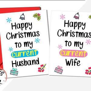 Lustige Weihnachtskarte für Ehemann, Frohe Weihnachten an meine aktuelle Frau, aktueller Freund Weihnachtskarte, derzeitige Freundin -kann Nachricht hinzufügen