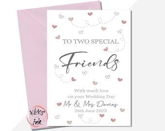Wedding Card Special Friends, Congratulations to two special friends on your wedding day, Personalised Best Friend wedding card