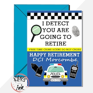 Police retirement card, personalised retirement card, detective sergeant inspector, police force retirement card - can add message inside