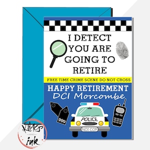 Carte de retraite de police, carte de retraite personnalisée, sergent-détective inspecteur, carte de retraite des forces de police - peut ajouter un message à l'intérieur