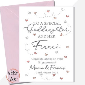 Tarjeta de compromiso para ahijada y futuro esposo, felicitaciones por su compromiso ahijada y futuro esposo (o prometido/a)