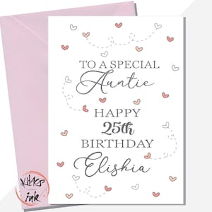 Cartão de aniversário personalizado Tia, Tia, Tia, qualquer idade 19 20 21 25 30 35 40 50 60