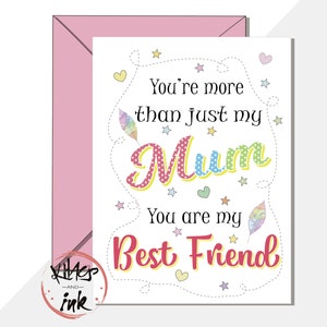 Tarjeta del día de la madre 'Eres más que mi mamá/mamá, eres mi mejor amiga' madrastra, madrastra, siempre ahí, amiga para toda la vida - puedes agregar un mensaje