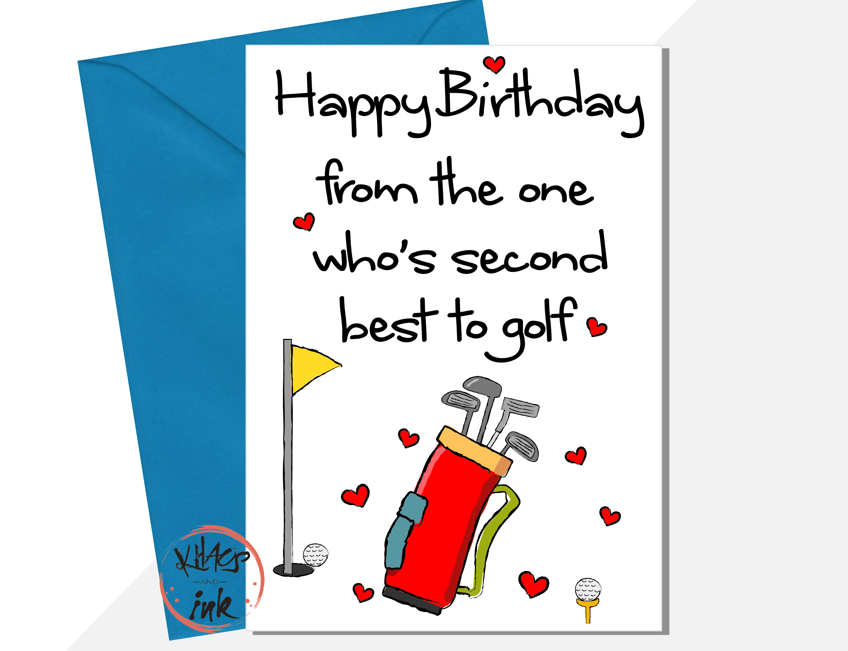 Biglietto Di Compleanno Umoristico Per Lui - Design Golf Con Conigli, Ecologico, Con Busta, Formato 208x145 Mm, Design Ling - 2