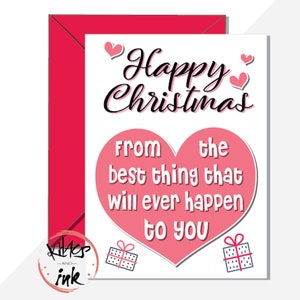 Divertida tarjeta navideña 'Feliz Navidad de lo mejor que te puede pasar' esposa esposo novia novio - puede agregar mensaje en el interior