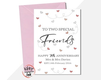 Special Friends Anniversary card, Happy Anniversary to special friends, Best Friend card, any year- 1st, 2nd, 3rd, 4th, 5th, 10th, 20th