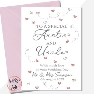 Hochzeitstag Karte Tante und Onkel, Glückwünsche zu Ihrem Hochzeitstag Tante und Ehemann, personalisierte Mr und Mrs mit Datum