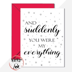 Romantische Weihnachtskarte 'And suddenly you were my everything' Liebe Romantik Frau Mann Freundin Freund Partner -kann Nachricht innen hinzufügen