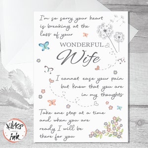 Carte de sympathie Deuil d'une femme, une pensée pour vous, condoléances, désolé pour la perte de votre partenaire, pas de mots, une étape à la fois