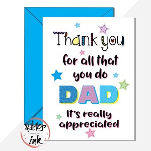 Carte de fête des pères « Merci pour tout ce que vous faites, PAPA, c'est vraiment apprécié », remerciement pour vous remercier d'être le meilleur (vous pouvez ajouter un message à l'intérieur)