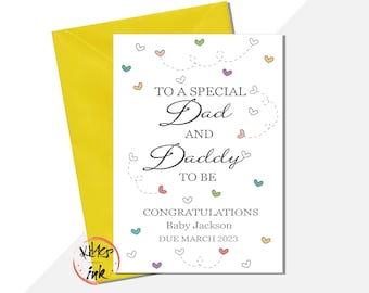 Gay Pregnancy congratulations card, Dad and Daddy to be card, expecting a baby, personalised new parents card, same sex LGBTQ Gay pride