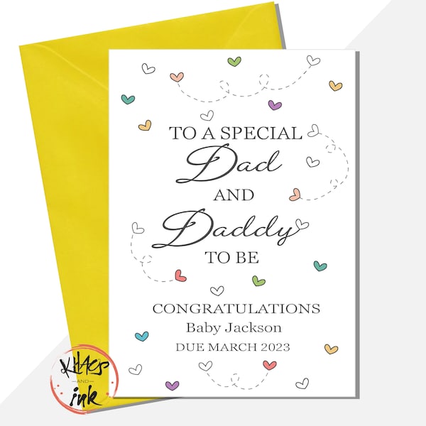 Gay Pregnancy congratulations card, Dad and Daddy to be card, expecting a baby, personalised new parents card, same sex LGBTQ Gay pride
