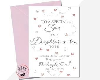 Engagement Son and Daughter in law to be card, Congratulations on your engagement Son and Daughter in law, (or Son-in-law) fiancé fiancée
