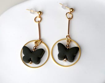 Handmade Butterfly Polymer Clay Earrings | Lightweight Statement Earrings | Hypoallergenic | Modern Minimalist Jewelry