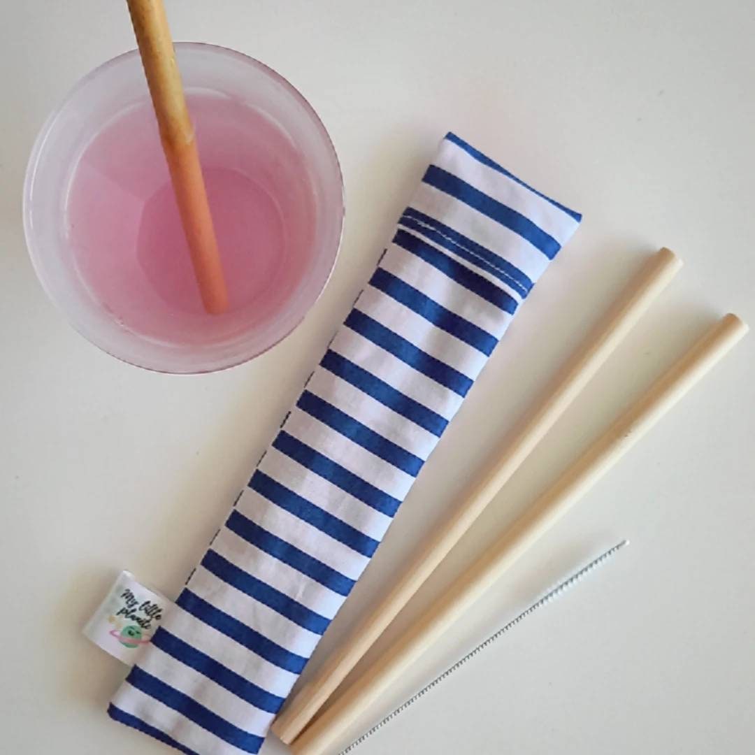 Pailles Réutilisables et Leur Étui de Transport en Tissu - Zéro Déchet