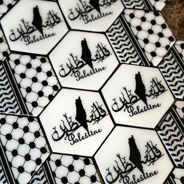 Keffiyeh Coasters - Resin on Wood - Palestine - Custom Order Only