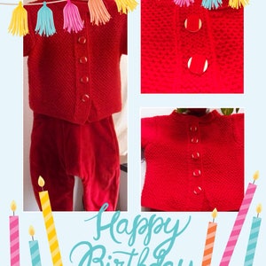 Red overalls and vest set image 1