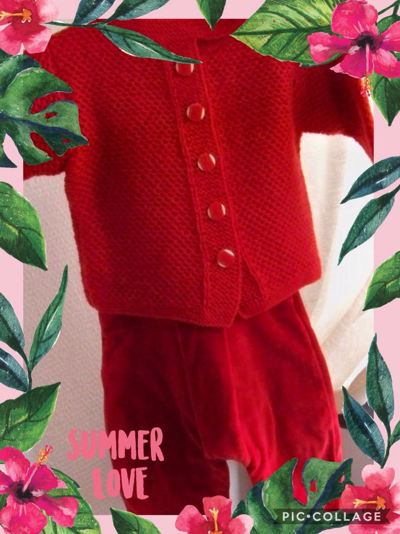 Red overalls and vest set image 2